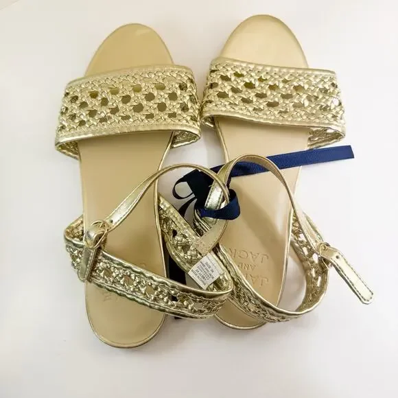 Janie & Jack Sandals Girls Metallic Woven Sandal Gold Size 3K NWT! - Picture 5 of 6